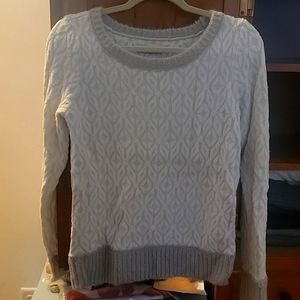 LOFT Winter white sweater with grey trim